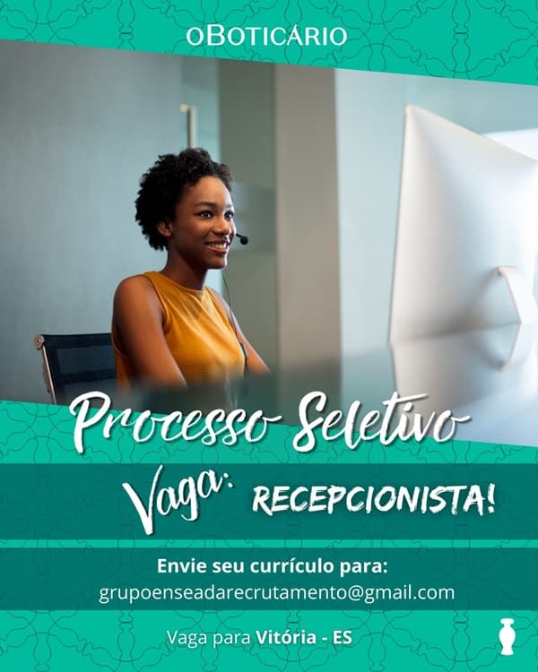 VAGA DE RECEPCIONISTA