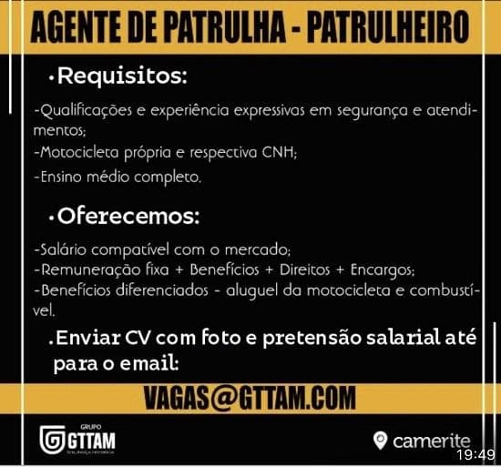 GTTAM CONTRATA AGENTE DE MONITORAMENTO