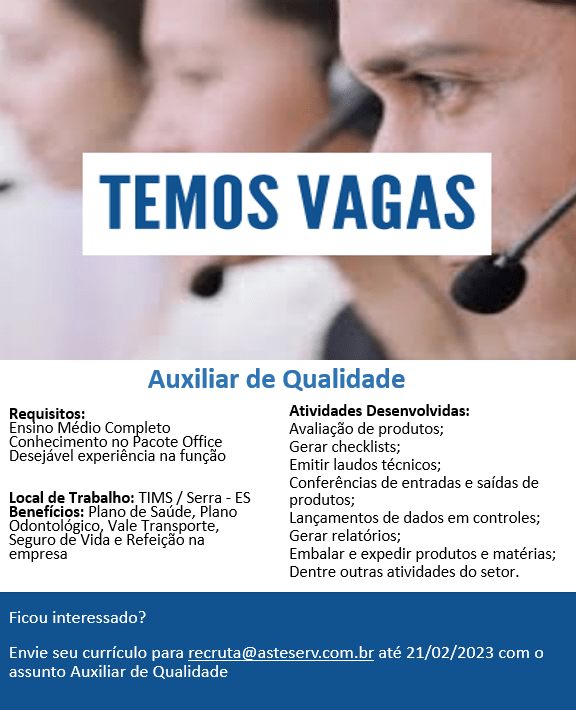 AUXILIAR DE QUALIDADE