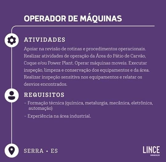 OPERADOR DE MÁQUINAS