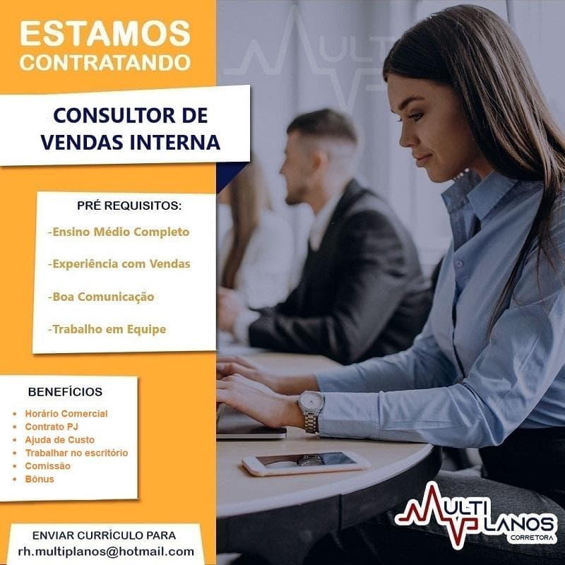 Vagas para Consultor de Vendas interno