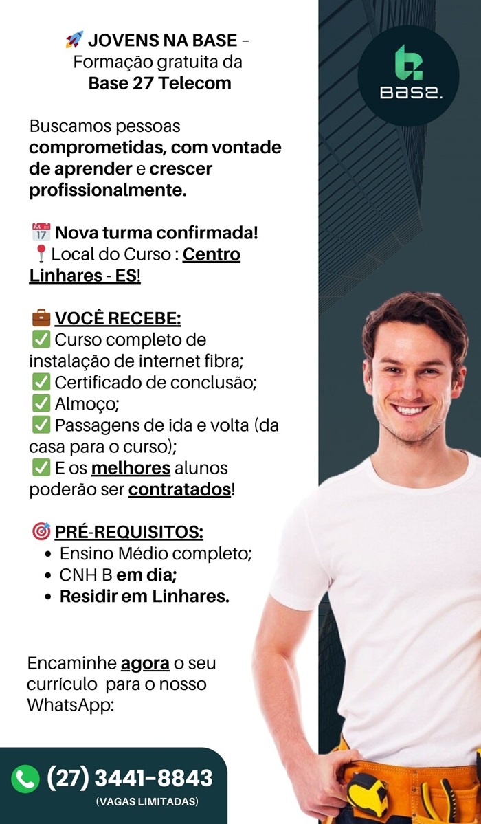 JOVENS NA BASE - Formação Gratuita da Base27 Telecom