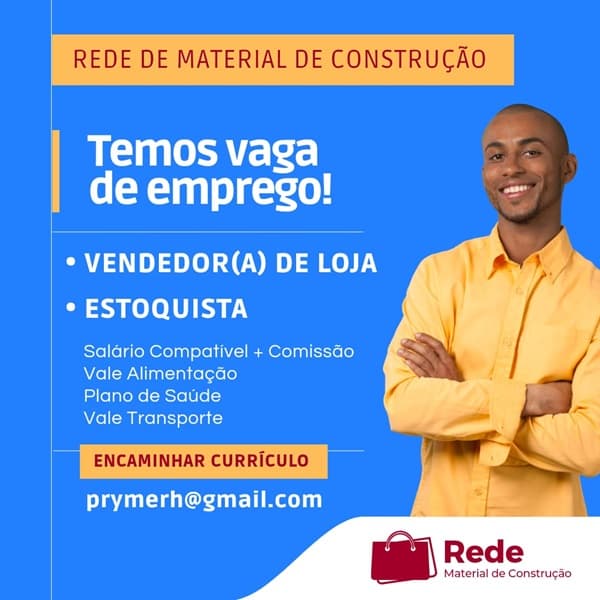 VAGAS DE VENDEDOR INTERNO E ESTOQUISTA