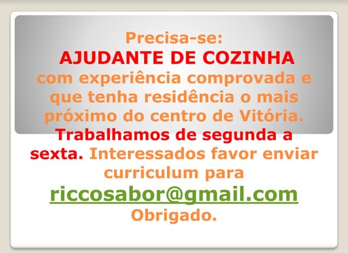 AJUDANTE DE COZINHA