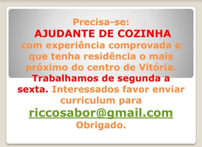 AJUDANTE DE COZINHA