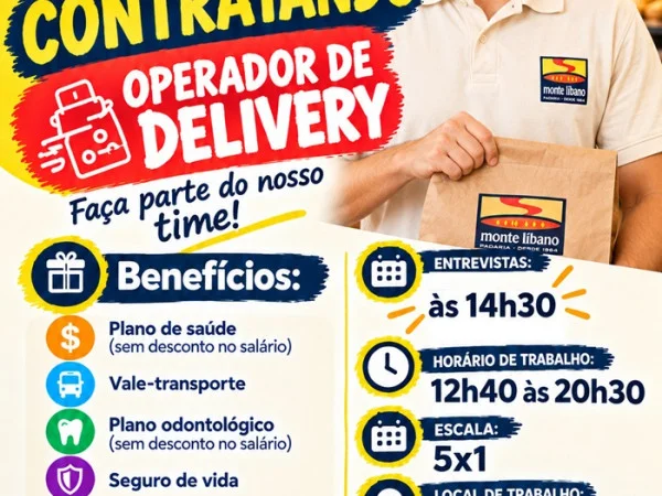 Padaria Monte Libano contrata Operador de Delivery