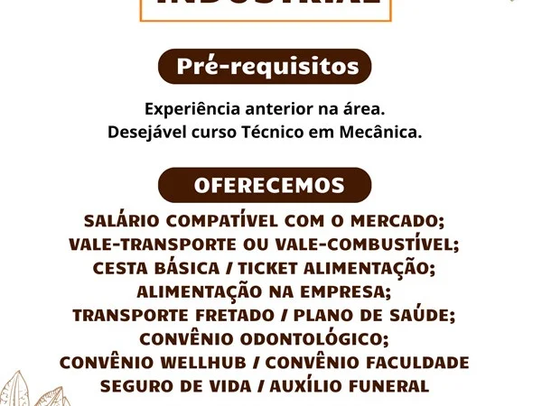 SOCAU contrata Mecânico Industrial
