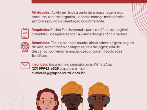 Grupo Alinutri contrata Auxiliar de Armazém
