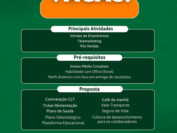 CONSIGA CONTRATA ATENDENTE DE VENDAS