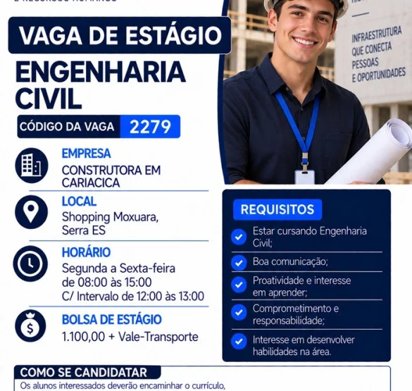  VAGAS DE ESTÁGIO – ENGENHARIA CIVIL