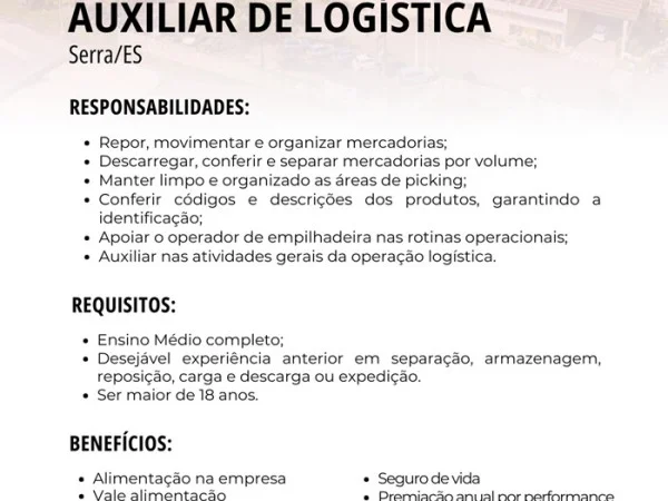 Grupo Motociclo contrata Auxiliar de Logística