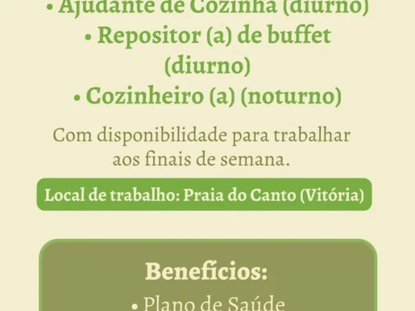 Grupo Salsa contrata Garçom, Ajudante de Cozinha, Cozinheiro e Repositor (a) de buffet