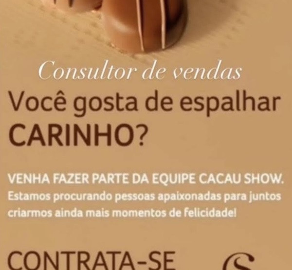 CACAU SHOW CONTRATA CONSULTOR (A) DE VENDAS