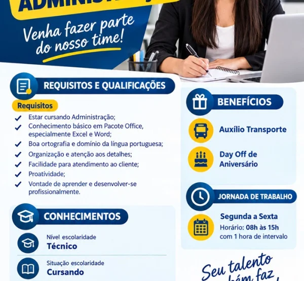 Vaga para Estágio em Administração