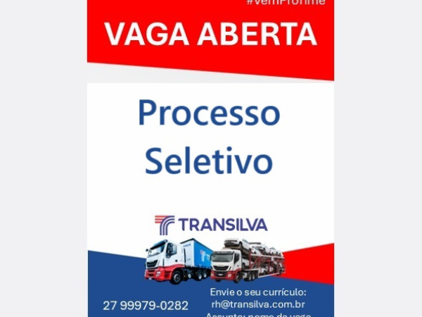 TRANSILVA ABRE NOVAS VAGAS DE EMPREGO