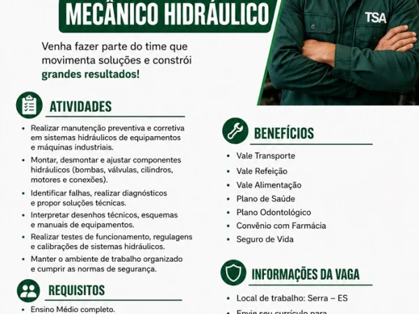 TSA CONTRATA MECÂNICO HIDRÁULICO