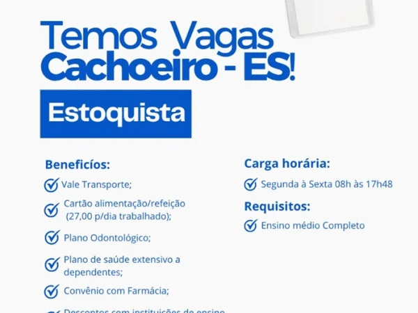 Oportunidade para Estoquista (Cachoeiro – ES)
