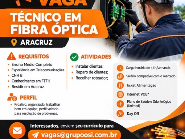 TÉCNICO EM FIBRA ÓPTICA  - ARACRUZ