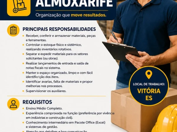 VAGA PARA ALMOXARIFE