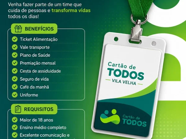 Vaga para Consultor de Vendas Interno (Cartão de Todos Vila Velha)