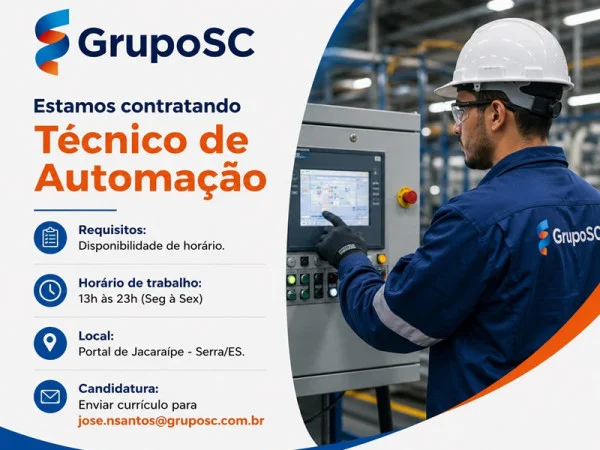 GrupoSC contrata Técnico de Automação