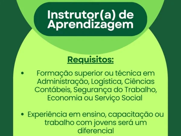 Vaga para Instrutor(a) de Aprendizagem – Vitória - ES