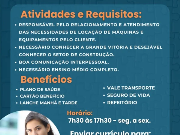 Vaga de Vendedor Interno - Vitória e Vila Velha 