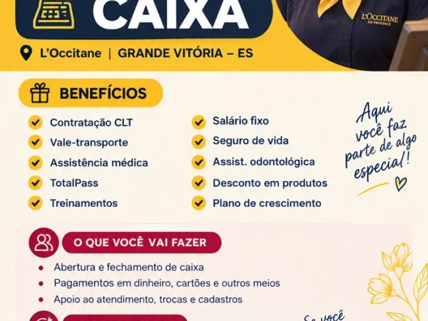 Operador(a) de Caixa | L’Occitane | Grande Vitória (ES)