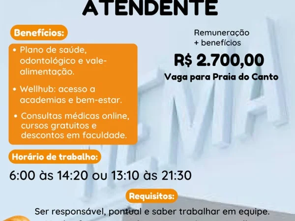 Vaga para Atendente de Padaria | Praia do Canto