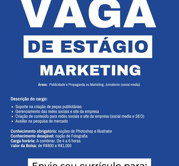 VAGA DE ESTÁGIO EM MARKETING
