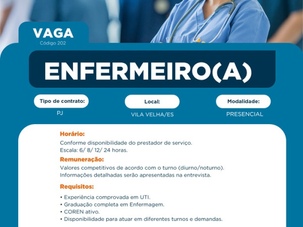 Vaga para Enfermeiro(a)