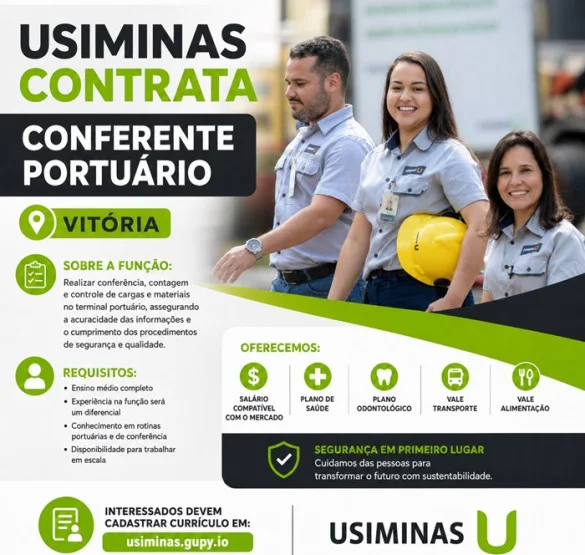 USIMINAS CONTRATA CONFERENTE PORTUÁRIO - VITÓRIA