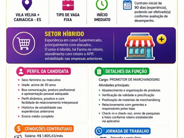 PROMOTOR DE MERCHANDISING C/ EXPERIÊNCIA