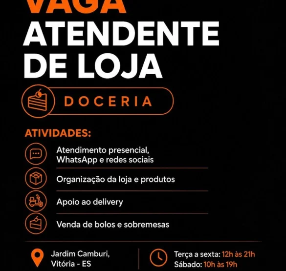 DOCERIA CONTRATA ATENDENTE / VENDEDORA
