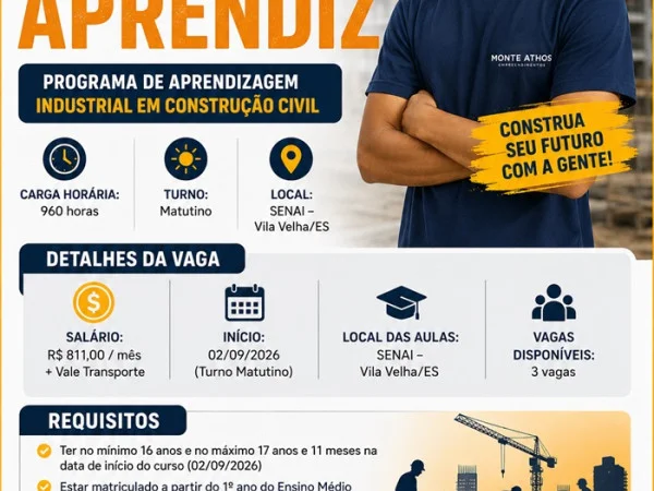 Programa de Aprendizagem Industrial em Construção Civil  – Jovem Aprendiz 