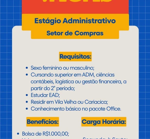 Vaga de Estágio Administrativo – Setor de Compras