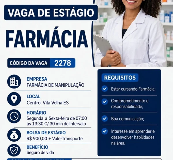 VAGAS DE ESTÁGIO - FARMÁCIA