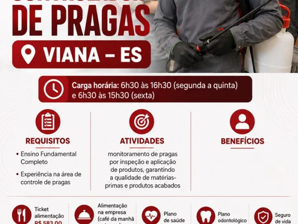 Grupo Alinutri contrata Controlador de Pragas