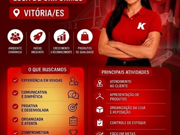 VAGA PARA VENDEDORA | LOJA DE UNIFORMES