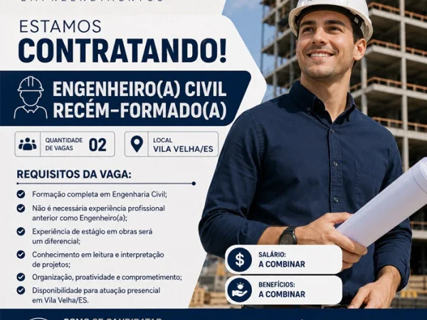 Kemp contrata Engenheiro(a) Civil Recém-Formado(a)