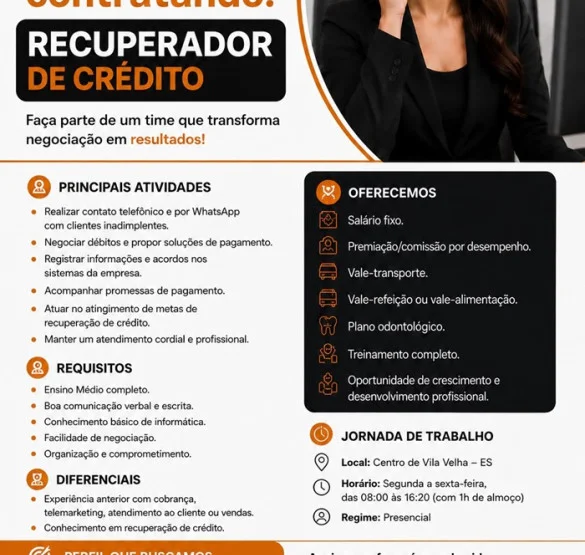 VAGA DE RECUPERADOR DE CRÉDITO