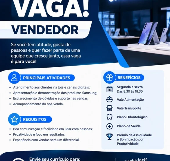 Samsung Smart Center contrata Vendedor
