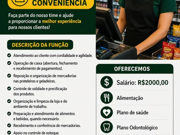 VAGA PARA ATENDENTE CONVENIÊNCIA