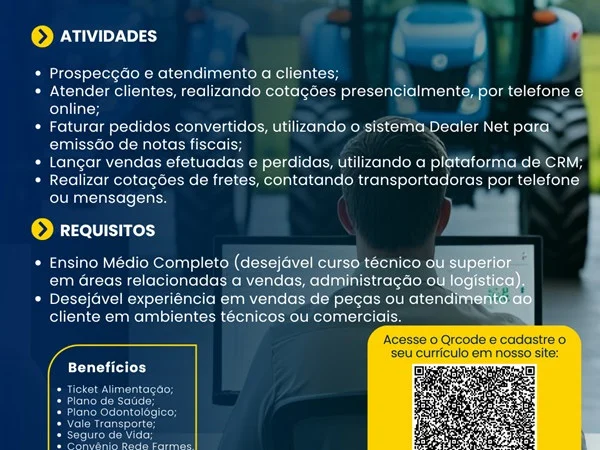 PME Máquinas contrata Consultor de Vendas (Vitória)