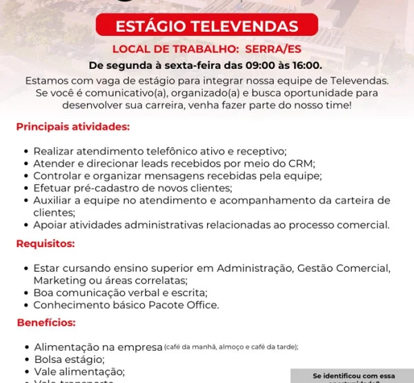 Grupo Motociclo abre vaga de Estágio em Televendas