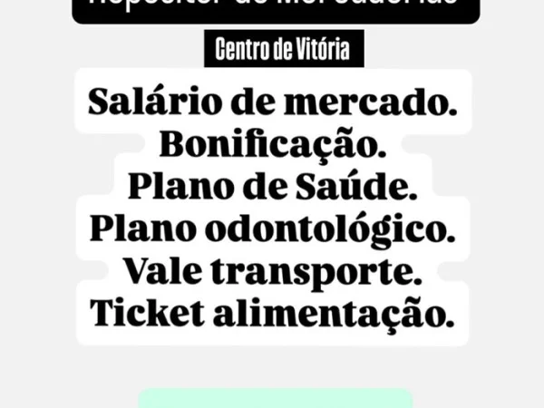 Vaga para Repositor de Mercadorias