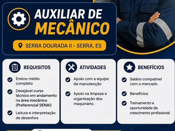 MECATEL CONTRATA AUXILIAR DE MECÂNICO