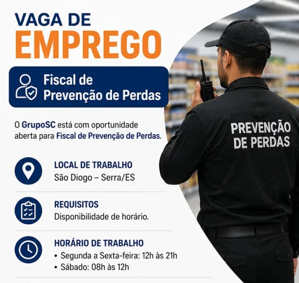 GrupoSC contrata Fiscal de Prevenção de Perdas