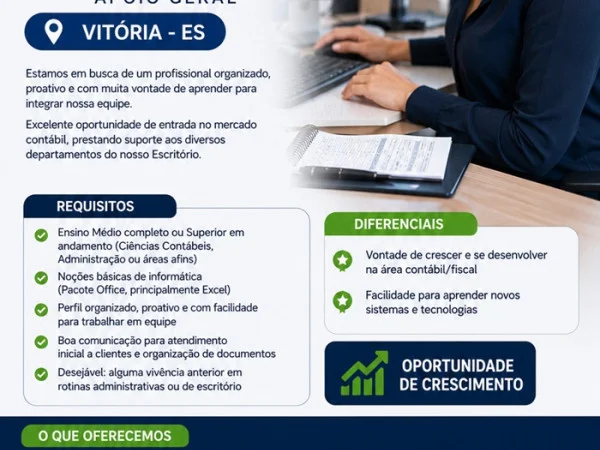 AUXILIAR DE ESCRITÓRIO CONTÁBIL (APOIO GERAL)