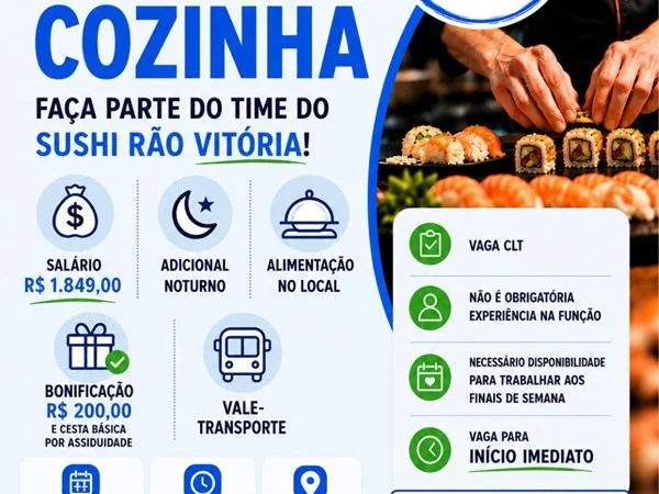 Auxiliar de Cozinha – Sushi Rão | Vitória – ES